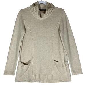 Claudia Nicole Sz S Oversized Cowl Neck Sweater Merino Wool Cashmere Neutral